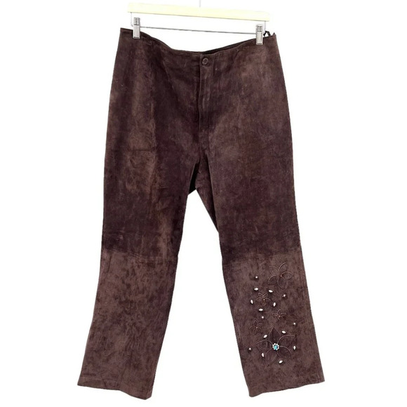 Y2K Simply JM Enbelished Suede Leather Pants - Picture 1 of 12